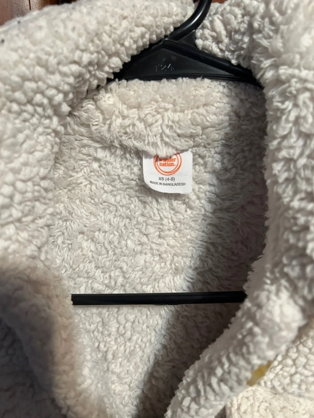 Wonder Nation Cream Sherpa Button-Up Jacket for Kids